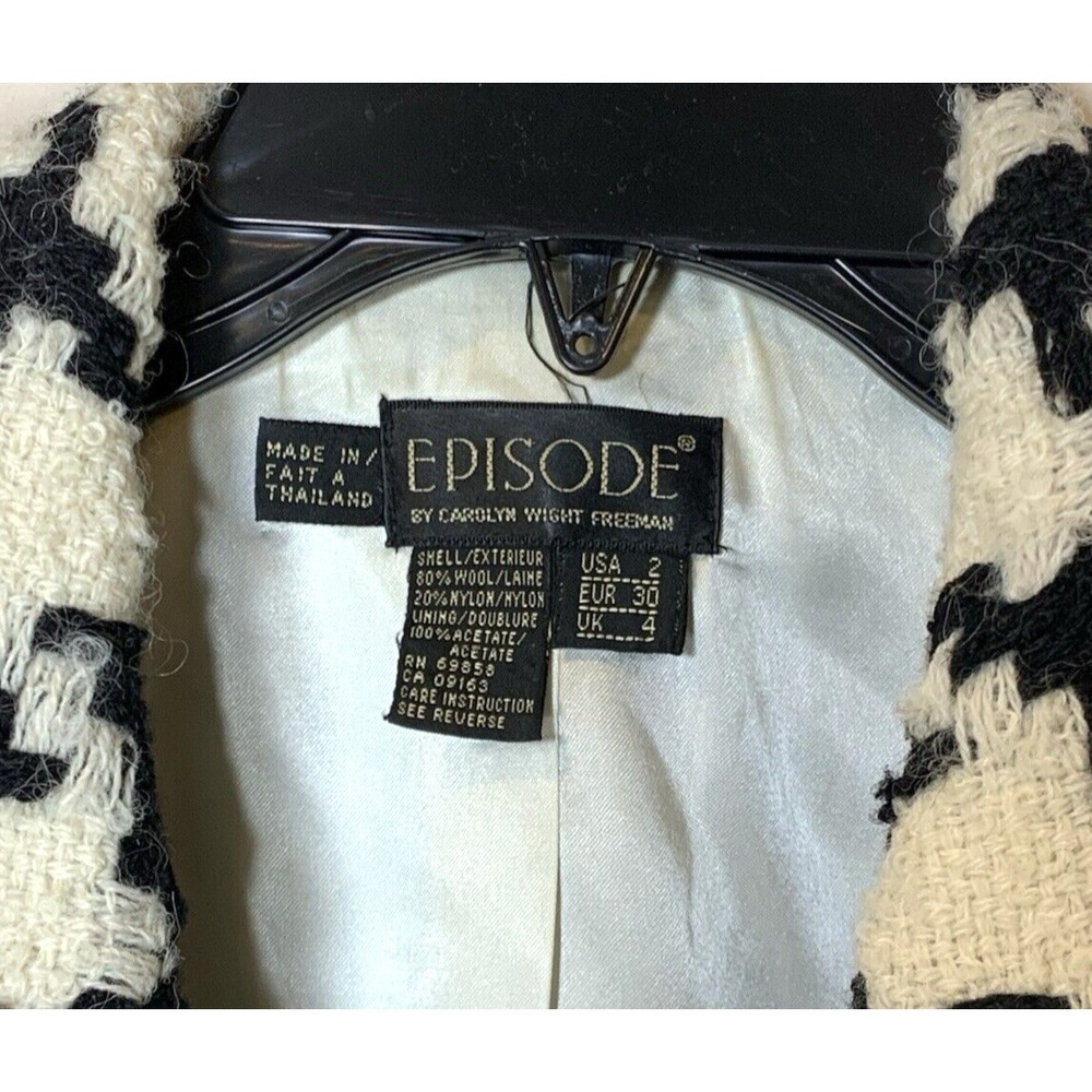 Episode Blazer Womens Size 2 Wool Houndstooth Oversized 80s 90s WARM! Lined VNTG - Picture 3 of 10